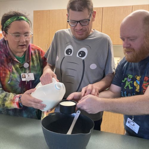 Three people baking