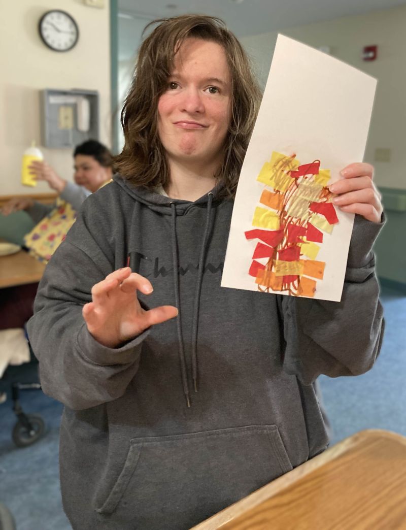 Individual with art project